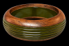 vintage ribbed olive green bakelite & wood bangle